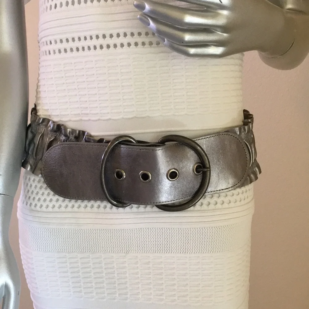 MAX&Co genuine leather metallic stretch be…